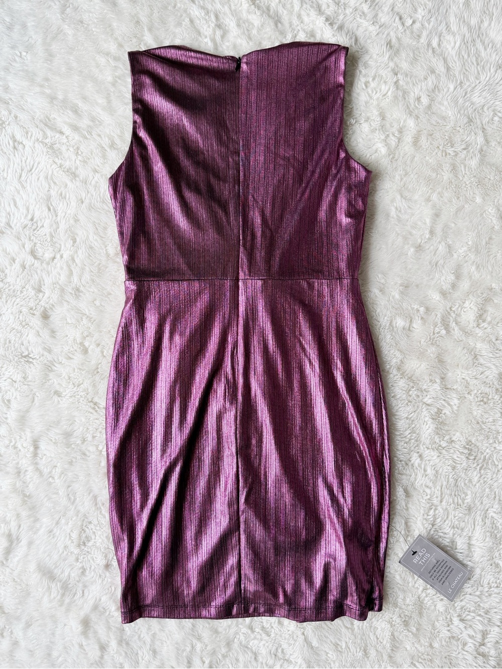 NWT Le Chateau Woman Purple Metallic Wrap Sleeveless Dress MEDIUM Party Cocktail - Picture 3 of 7